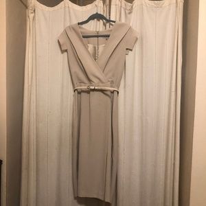 Belted Cream Midi Dress